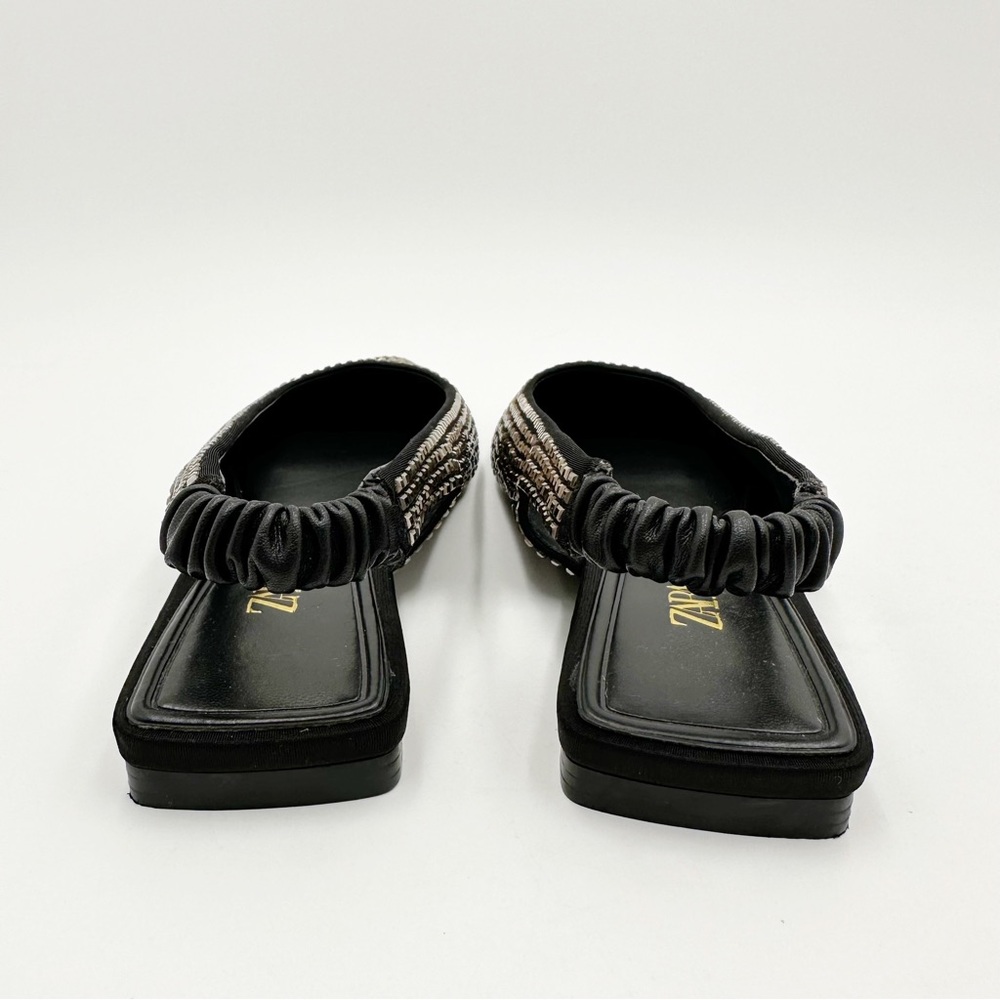 Zara Black Sparkly Slingback Flats - Picture 6 of 12
